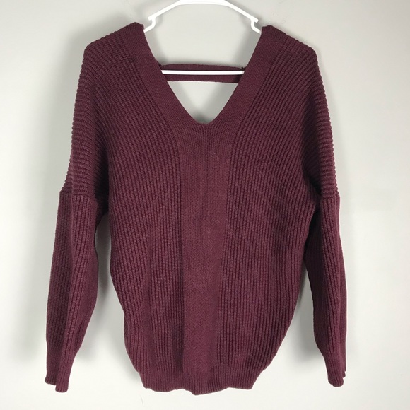 lovemarks Sweaters - Lovemarks lace up back sweater plum berry pullover
